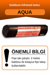 Goldsun Aqua 2000 Watt GSA20 Kumandasız Suya Dayanıklı Elektrikli İnfrared Isıtıcı-Siyah